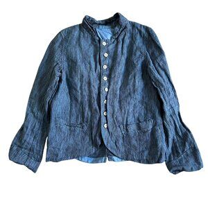 CP Shades Women's Sz Extra Small Blue 100% Linen Button-Up Jacket